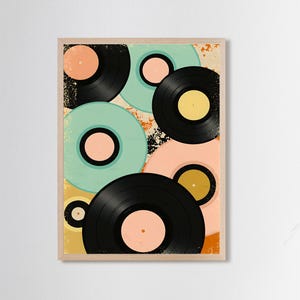 Retro Vinyl Record Wall Art Print | Colorful Music Dopamine Decor Painting | Abstract Music Poster | Vintage Vinyl Art | Music Lover Artwork