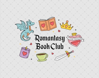 Romantasy Book Club Dragon SVG PNG, Reading Lover Graphic (Digital Download)