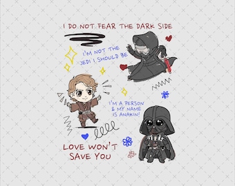 Vintage Star Wars Chibi Characters PNG, May The Force Be With You (Digital Download)