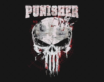 Diseño de sublimación de calavera retro de Punisher, Avengers (PNG, SVG)
