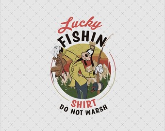 Lucky Fishing Goofy Shirt Design, Funny Fisherman Clipart (PNG SVG Digital Download)