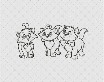 Aristocats SVG, Marie SVG, Koty svg, Cliparty kotów, Pakiet warstwowy SVG, Cricut Aristocats svg