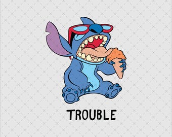 Stitch Trouble SVG PNG, Family Ohana, Cricut Cut File (Digital File)