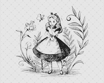 Alice In Wonderland PNG SVG, Cute Alice Design, White Rabbit PNG, Alice Pdf, Wonderland Design Jpg