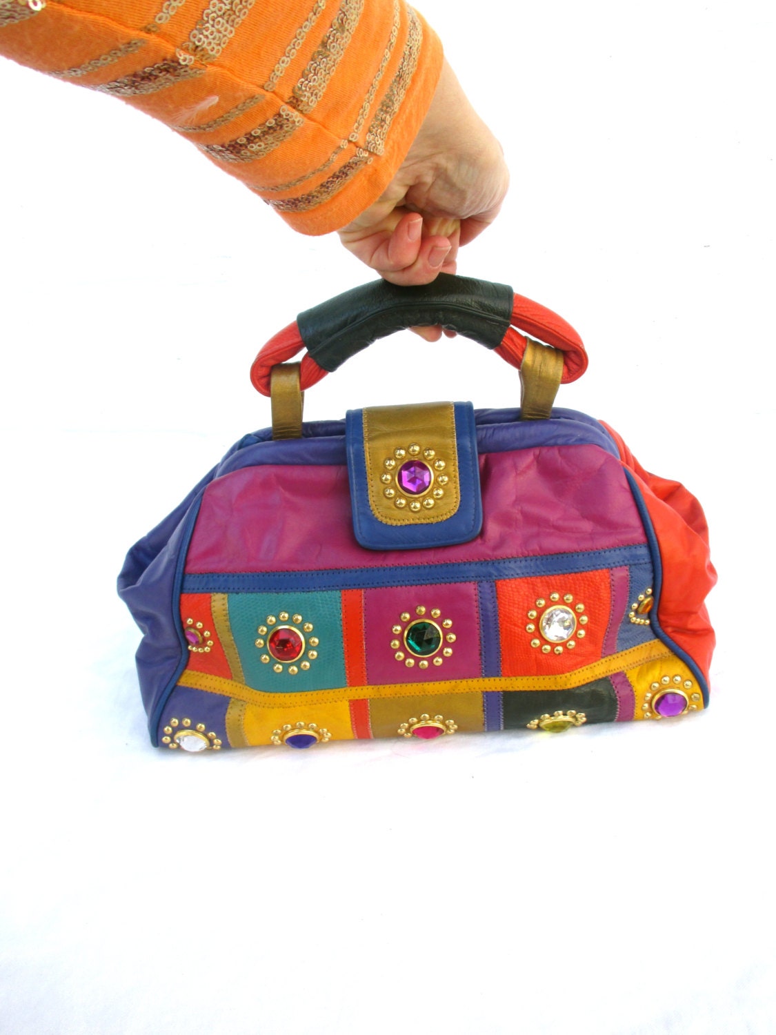 Vintage Purse Leather Bag 1980 Purse 80s Bag Colorful Designer Etsy