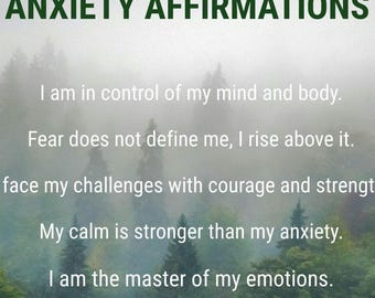 Anxiety Affirmations Poster | Mental Health, Wellness Decor (Digital Download)