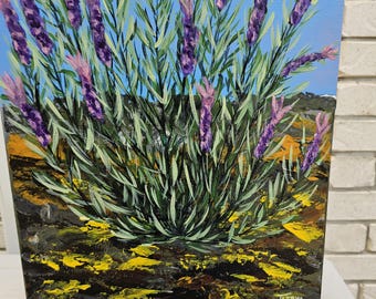 Original Lavender Field Painting: Floral Acrylic Art, 30x40cm Canvas