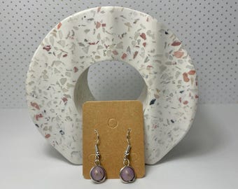 Wire Wrapped Dangling Purple Earrings