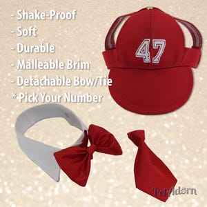 Dog Visor Hat + Bowtie Collar – Shake-Proof, Adjustable, Ear-Holes, Parade-Ready