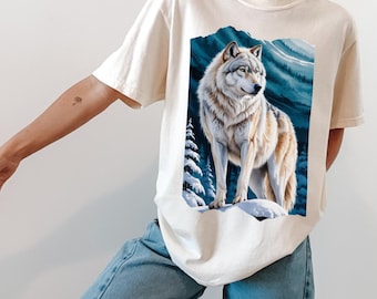 Vintage Wolf Graphic Shirt: Nature Wildlife Animal T-Shirt, Winter Mountain Tee