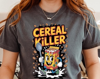 Cereal Killer Cartoon Tee, Funny Halloween T-Shirt