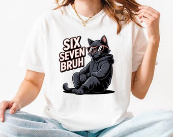Camiseta con el meme del 67, Camiseta divertida con el gato, Camiseta gráfica moderna