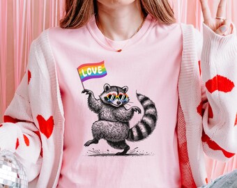 Waschbär Pride LGBTQ+ Shirt: Lustiges Gay Lesben Queer Shirt
