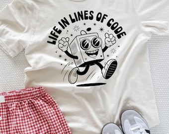 Life in Lines of Code T-Shirt, Funny Programmer Coding Shirt, Retro IT Engineer Tee