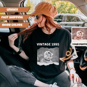 Personalisiertes Foto Geburtstags-Shirt: Vintage Jahr Komfort Farben T-Shirt