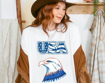 USA Eagle-shirt: vintage patriottisch T-shirt, 4 juli