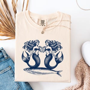 Mermaid Sardine Fish Shirt, Sardine Girl, Tinned Sardines Tee, Ocean Lover Gift, Trendy Coastal Shirt, Fisherman Shirt, La Dolce Vita TShirt