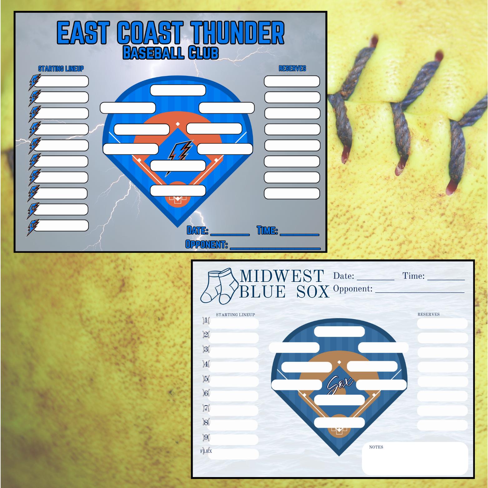 Editable Baseball Softball Lineup Card Canva Template Bundle | Dugout ...