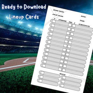 Ready-Made Lineup Card| High School| Travel Ball| Fall Ball| Baseball Softball| Little League| Digital File