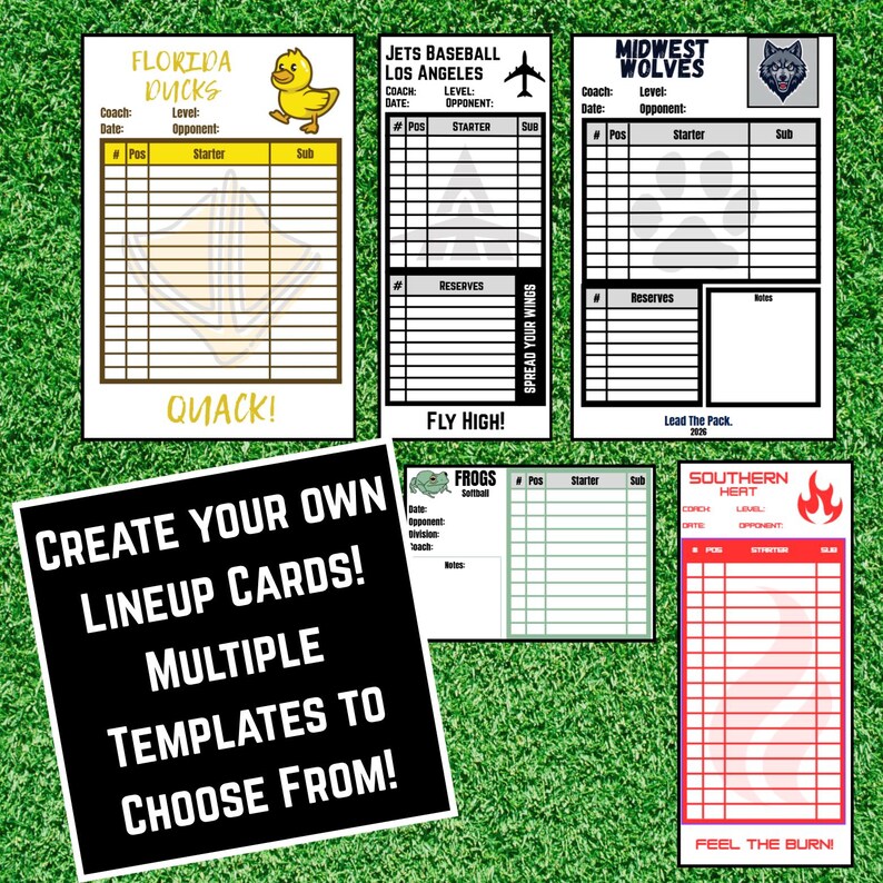 Editable Baseball Softball Lineup Card Canva Template Bundle | Dugout ...