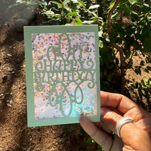 Shaker birthday card, glitter birthday card, gift for friend card sparkle, sparkly card