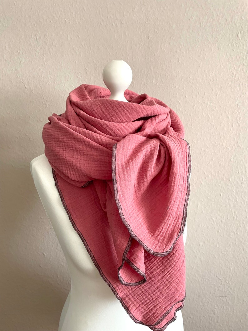 Muslin scarf XXL triangular scarf neck scarf women's scarf knot scarf muslin triangular scarf image 2