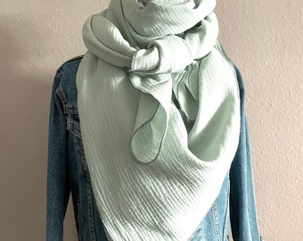 Muslin scarf XXL triangular scarf neck scarf women's scarf knot scarf muslin triangular scarf