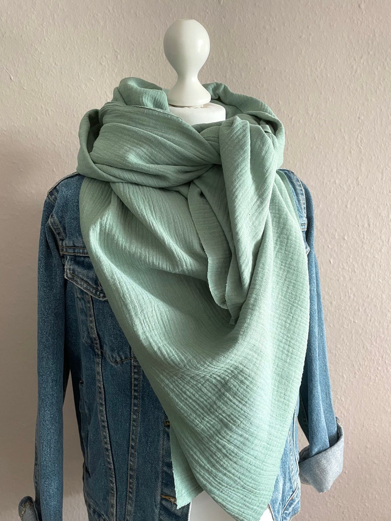 Muslin scarf XXL triangular scarf neck scarf women's scarf knot scarf muslin triangular scarf image 2