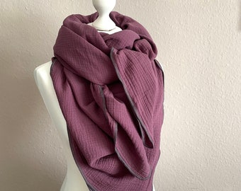 Muslin scarf XXL triangular scarf neck scarf women's scarf knot scarf muslin triangular scarf