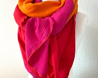 Muslin scarf XXL for women tricolor triangular scarf neck scarf women's scarf knot scarf muslin triangular scarf