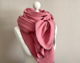 Muslin scarf XXL triangular scarf neck scarf women's scarf knot scarf muslin triangular scarf