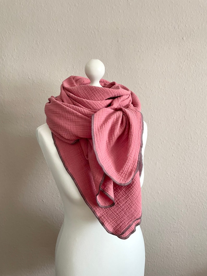 Muslin scarf XXL triangular scarf neck scarf women's scarf knot scarf muslin triangular scarf image 1