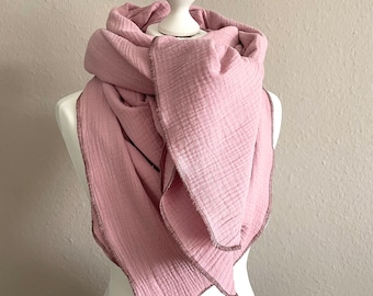 Muslin scarf XXL triangular scarf neck scarf women's scarf knot scarf muslin triangular scarf