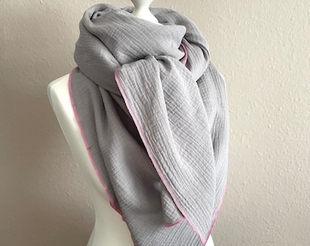 Muslin scarf XXL triangular scarf neck scarf women's scarf knot scarf muslin triangular scarf