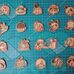 Pakiet plików breloków chibi z filmu One Piece (19 breloków w formatach Ai, SVG, DXF i Lightburn)