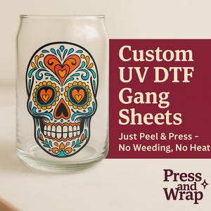 Custom UV DTF Gang Sheet – Waterproof Peel & Stick Decals | No Weeding | Full-Color Transfer for Tumblers, Cups, Glass, Plastic, More