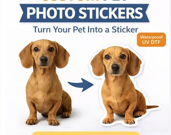 Custom Pet Photo Sticker: Waterproof Vinyl Decal, Personalized Animal Gift