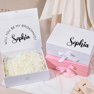 Personalized Magnetic Ribbon Box,Custom Name Bridesmaid Proposal gift Box,Bridal Shower Box,Will You Be My Bridesmaid Box,Maid of Honor Gift