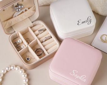 Caixa de joias personalizada para madrinhas com nome, estojo de joias para viagem, caixa de joias para festa de casamento, presente para festa de casamento, presentes para madrinhas, presentes para ela