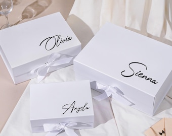 Caja de regalo magnética vacía personalizada con cinta, caja de regalo personalizada para propuesta de dama de honor, cajas de regalo para despedida de soltera, caja "¿Serás mi dama de honor?"