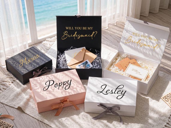 Bridesmaid Proposal Box Empty Magnetic Gift Box with Ribbon,Custom Bridesmaid Gift Box,Bridal Party Gift Boxes,Will You Be My Bridesmaid Box