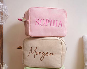 Neceser personalizado para damas de honor, neceser con monograma personalizado, neceser de viaje con nombre bordado, neceser grande, regalo para despedida de soltera.