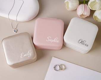 Joyero de viaje personalizado, joyero de viaje personalizado, regalo para novia, recuerdo de boda, regalo para dama de honor, regalo para ella, joyero cuadrado.
