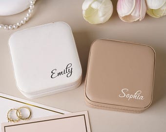 Joyero de viaje personalizado para dama de honor, organizador de viaje para joyas de boda, regalo de propuesta de dama de honor, joyero para dama de honor, regalos para ella