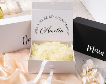 Caja de regalo personalizada para propuesta de dama de honor, caja de regalo con nombre personalizado, caja "¿Serás mi dama de honor?", caja de regalo de boda vacía