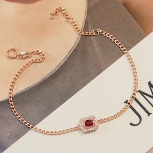 Natural Ruby Bracelet in 18K Solid Gold with Natural Diamonds
