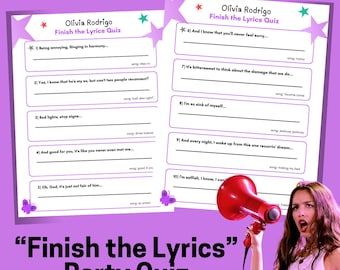 Olivia Rodrigo Finish The Lyrics Party Game (PDF)