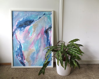 Abstract painting in layers - original - on paper - soft pastel colors - made in Holland - zizolabel - acrylic layers - dreamy gentle art