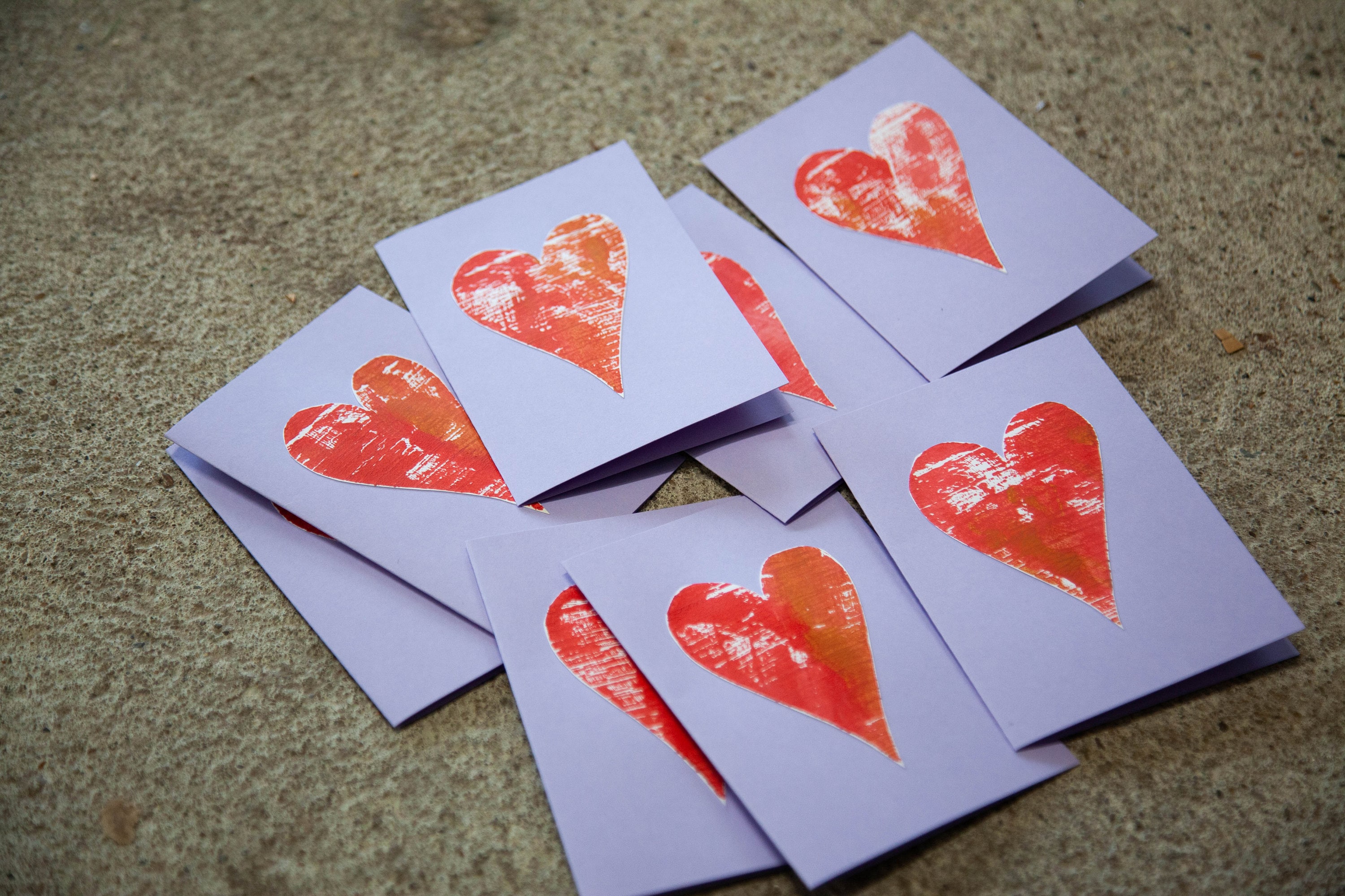 Dos tarjetas de amor hechas a mano corazón que envía el amor | Etsy