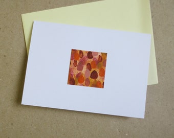 Warm colours card handmade - earthy tones- set of two - spread some love - card eco A6 double - season greetings autumn leaves card abstract